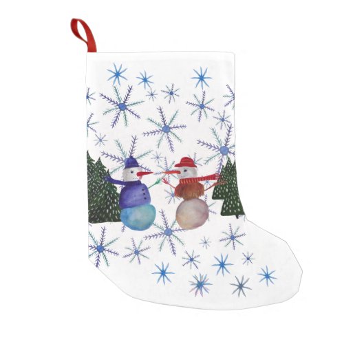 Cute Snowman Small Christmas Stocking