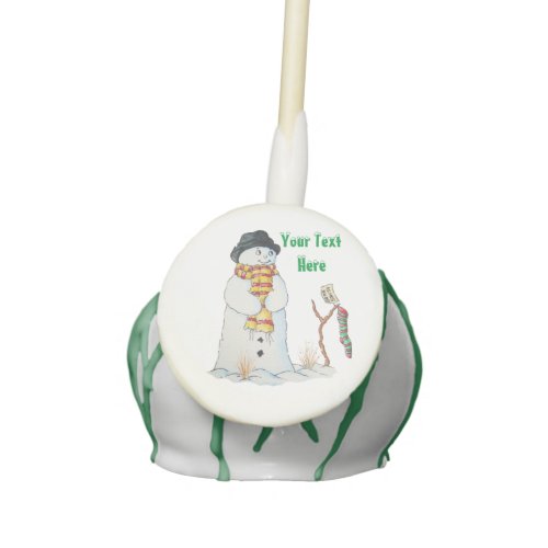 Cute snowman smiling snow scene for Christmas Cake Pops