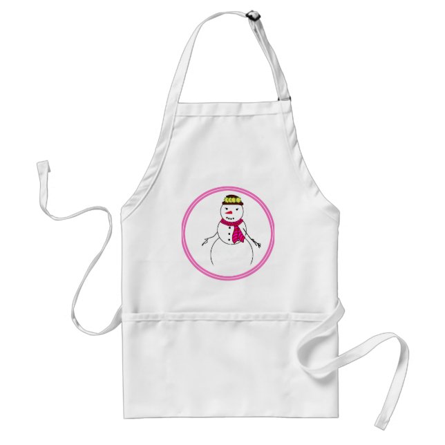 Cute Snowman Snow Girl Sweetheart Adult Apron (Front)
