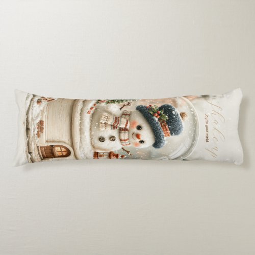 Cute Snowman Snow Globe Body Pillow
