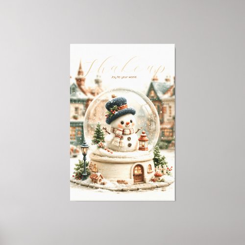 Cute Snowman Snow Globe Canvas Print