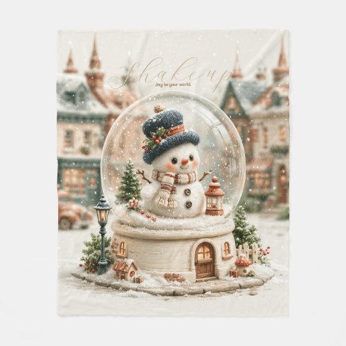 Cute Snowman Snow Globe Fleece Blanket
