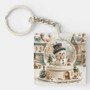 Cute Snowman Snow Globe Keychain