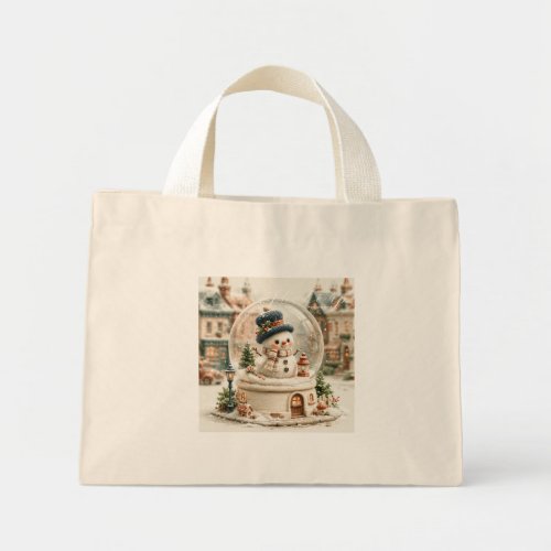 Cute Snowman Snow Globe Mini Tote Bag