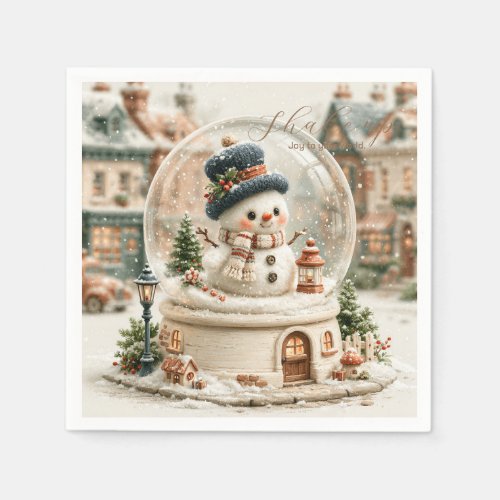 Cute Snowman Snow Globe Napkins