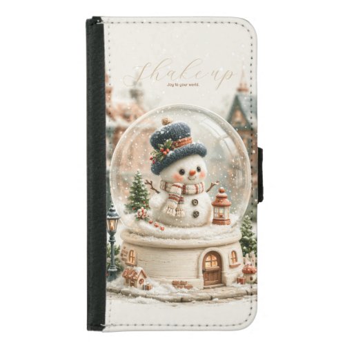 Cute Snowman Snow Globe Samsung Galaxy S5 Wallet Case