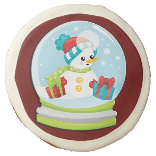 Cute Snowman Snow Globe Sugar Cookie