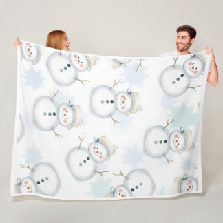 Cute Snowman & Snowflake Pattern Blanket