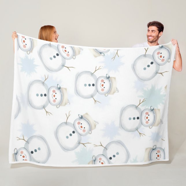 Cute Snowman & Snowflake Pattern Blanket  (In Situ)