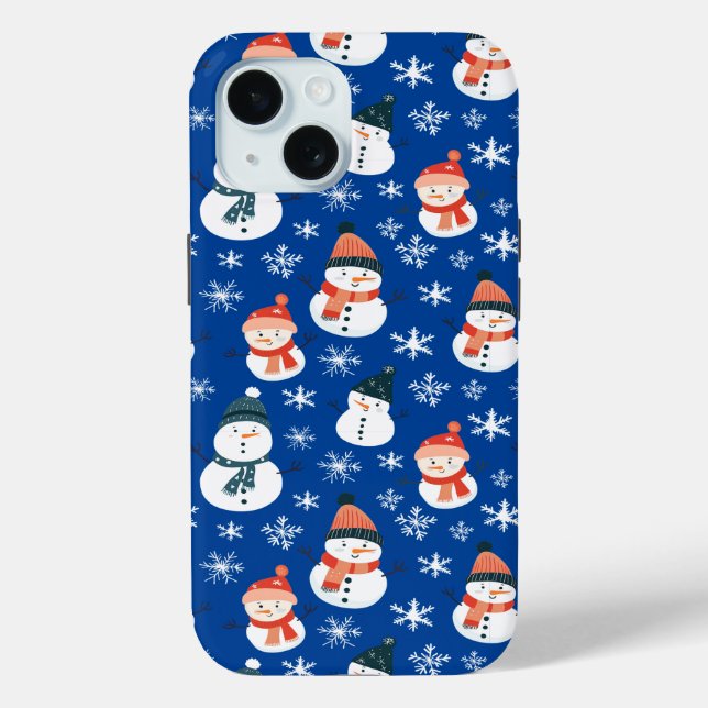 Cute Snowman Snowflake Seamless Pattern Christmas Case-Mate iPhone Case (Back)
