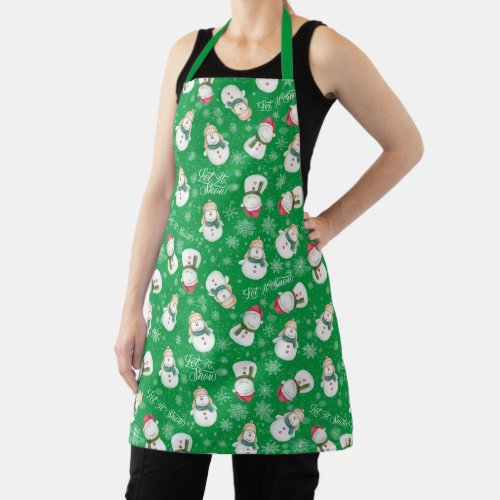 Cute Snowman Snowflake Whimsical Christmas Apron