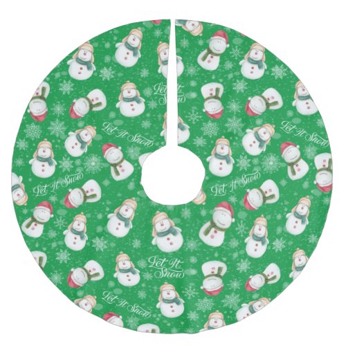 Cute Snowman Snowflake Whimsical Christmas Brushed Polyester Tree Skirt