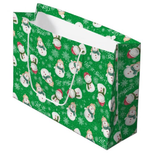 Cute Snowman Snowflake Whimsical Christmas Large Gift Bag