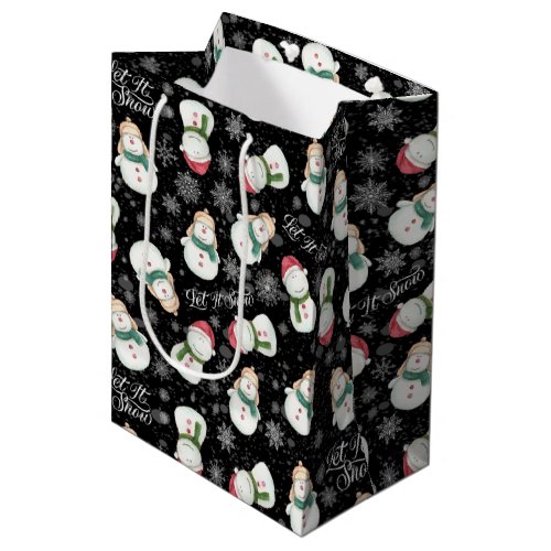 Cute Snowman Snowflake Whimsical Christmas Medium Gift Bag