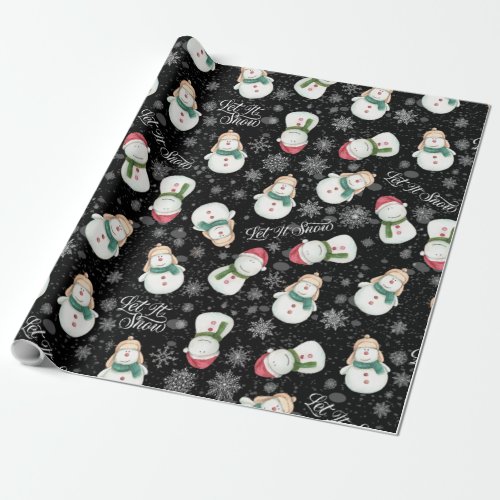 Cute Snowman Snowflake Whimsical Christmas  Wrapping Paper