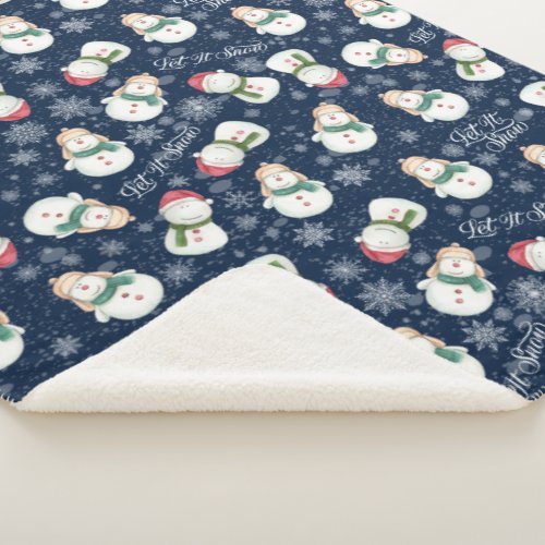 Cute Snowman Snowflake Whimsical Cozy Christmas Sh Sherpa Blanket