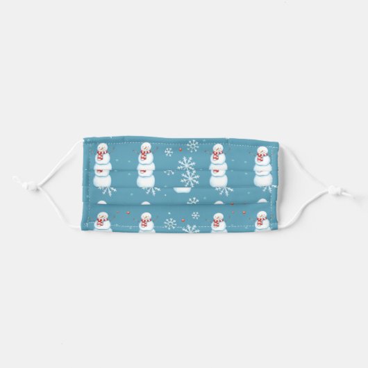 Cute Snowman Snowflake Winter Pattern Adult Cloth Face Mask (Front, Folded)