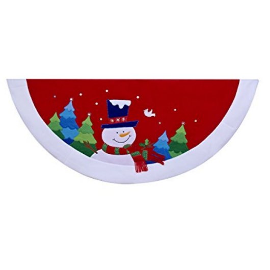 Cute Snowman Soft Velvet Christmas Tree Skirt (Front)