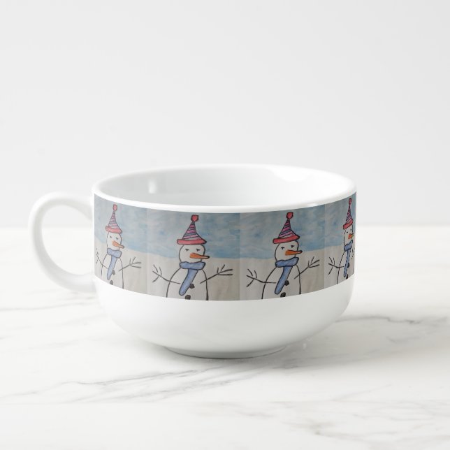 Cute Snowman Soup Mug (Right)