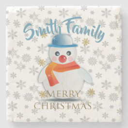 Cute Snowman Stone Coaster