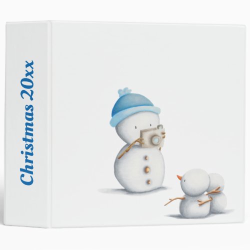 Cute Snowman taking photos to snowmen kids album 3 Ring Binder