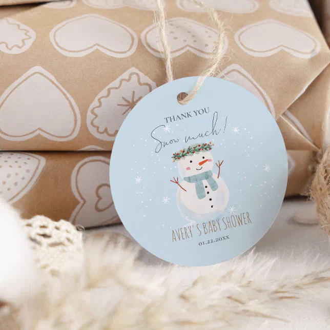 Cute Snowman Thank You Snow Much Favor Tags | Zazzle
