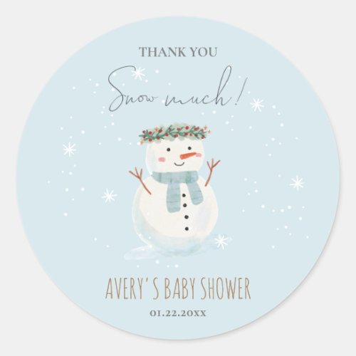 Cute Snowman Thank You Snow Much Large Classic Round Sticker