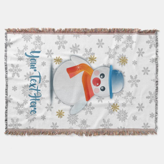 Cute Snowman Throw Blanket (Front)