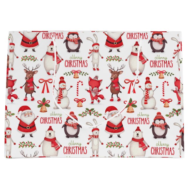 Cute Snowman Tissue Paper Large Gift Bag (Front)
