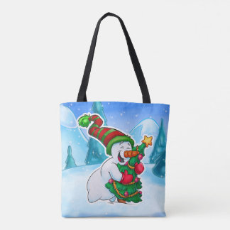 cute snowman tote bag