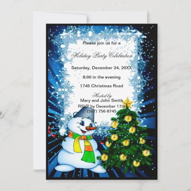 Cute Snowman Tree Christmas Party Invitation (Front)