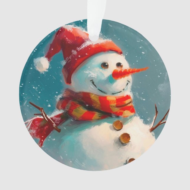 Cute Snowman Vintage Christmas Ornament (Front)