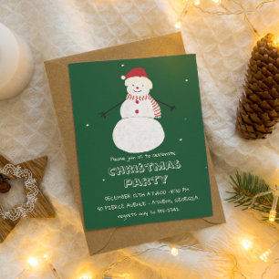 Cute Snowman   Whimsical Christmas Holiday Design Invitation