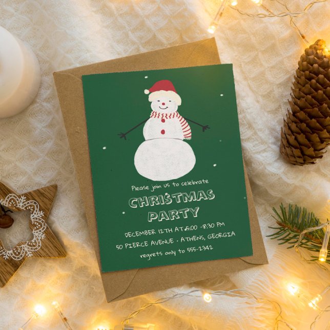 Cute Snowman | Whimsical Christmas Holiday Design Invitation (Creator Uploaded)