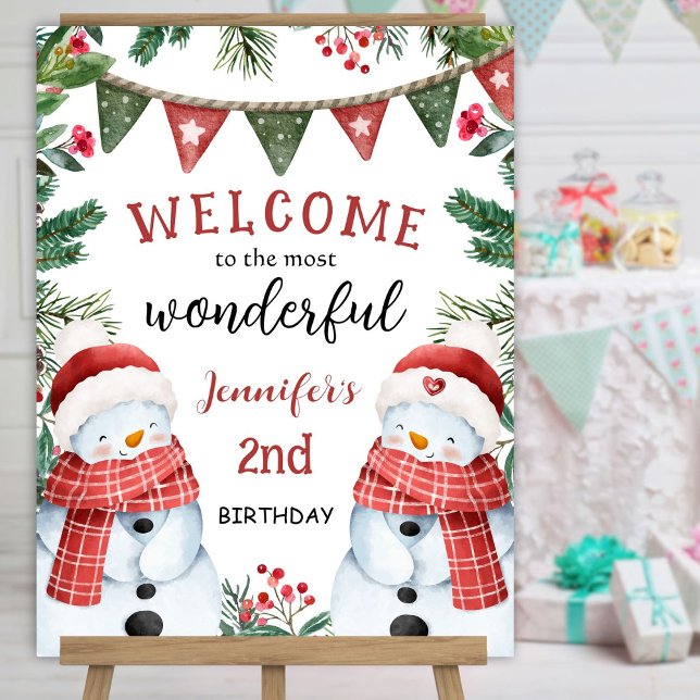 Cute Snowman Winter Christmas 2nd Birthday  Foam Board (Creator Uploaded)
