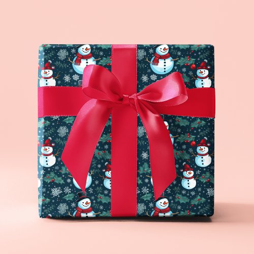 Cute Snowman Winter Christmas Holidays Wrapping Paper