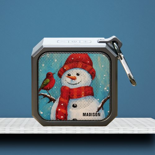 Cute Snowman Winter Christmas Personalized Name Bluetooth Speaker