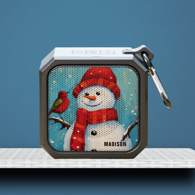 Cute Snowman Winter Christmas Personalized Name Bluetooth Speaker (Creator Uploaded)