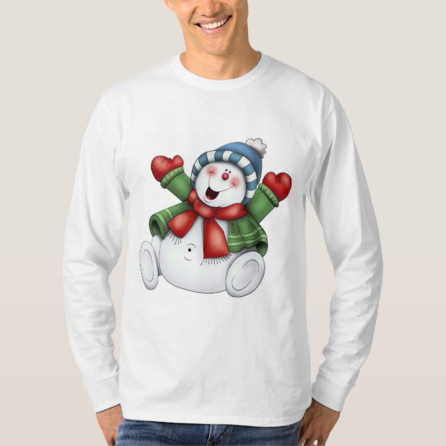 cute snowman winter fun T-Shirt (Front)
