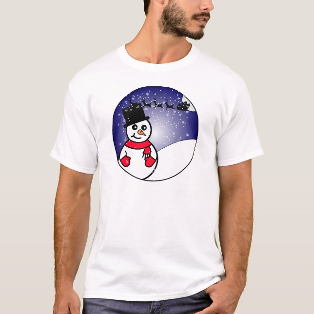 Cute Snowman Winter Holiday Christmas T-Shirt (Front)