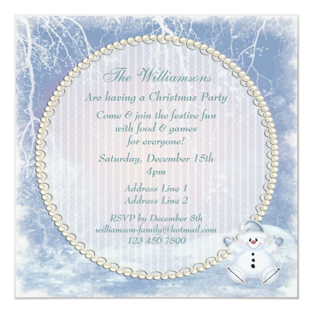 Cute Snowman & Winter Scene Christmas Party Invitation