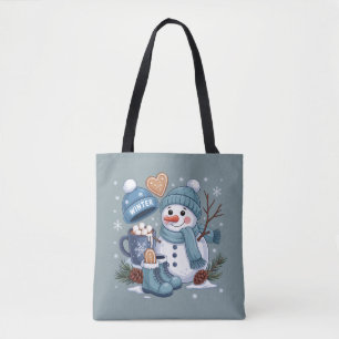 Cute Snowman Winter Season Vibes Christmas Holiday Tote Bag