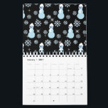 Cute Snowman Winter Snowflake Sparkles Snowing Calendar<br><div class="desc">A snowman is a figure made of condensed snow that is shaped like a man and decorated with a hat and scarf. The image of a snowman is popularly connected with Xmas and the winter season. If you are a lover of cold,  this is for you.</div>