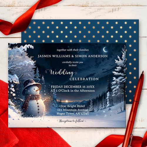 Cute Snowman Winter Wonderland Wedding  Invitation