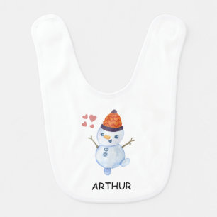 Cute snowman with beanie baby bib