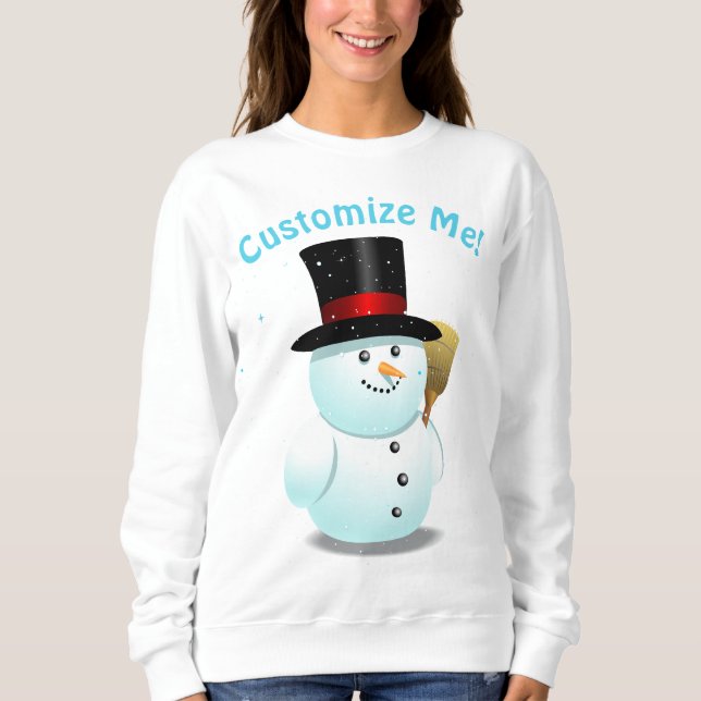 Cute Snowman With Black Felt Top Hat (Front)
