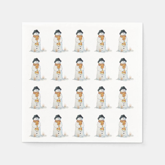 Cute snowman with black hat Christmas stocking Napkins (Front)