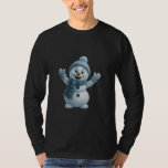Cute Snowman with Blue Scarf – Adorable Winter Chr T-Shirt