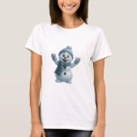 Cute Snowman with Blue Scarf – Adorable Winter Chr T-Shirt