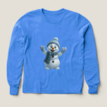 Cute Snowman with Blue Scarf – Adorable Winter Chr Tri-Blend Shirts